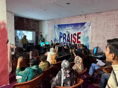 Trainees attending a skills class at the community TechHub